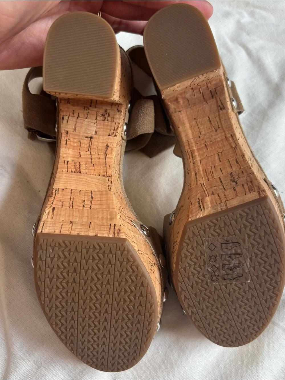 Michael Kors Hayden Tan Suede Cork Platform Sandal